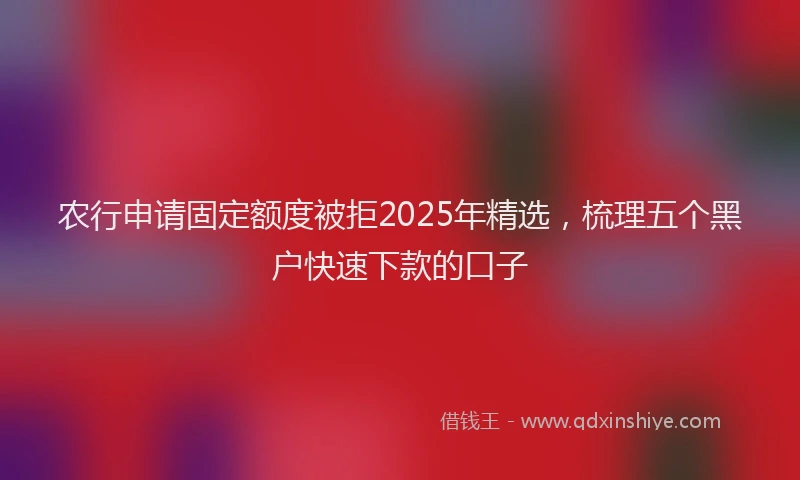 农行申请固定额度被拒2025年精选，梳理五个黑户快速下款的口子