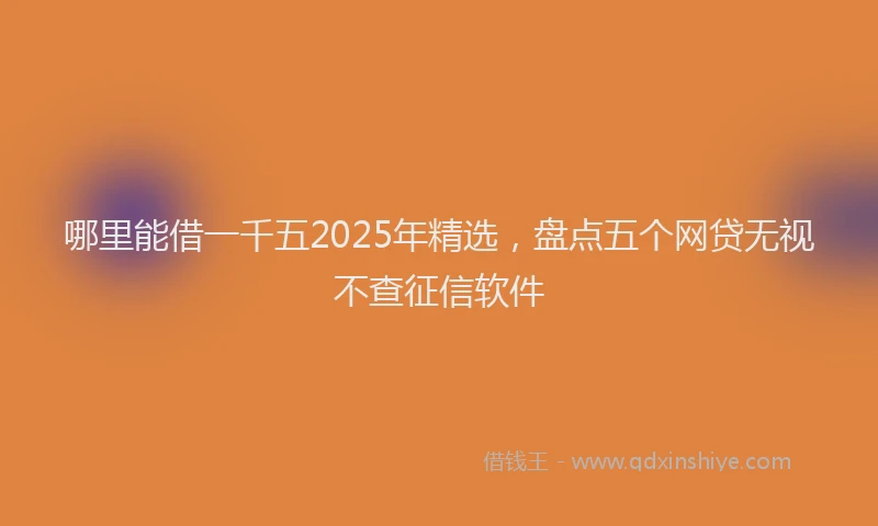 哪里能借一千五2025年精选，盘点五个网贷无视不查征信软件
