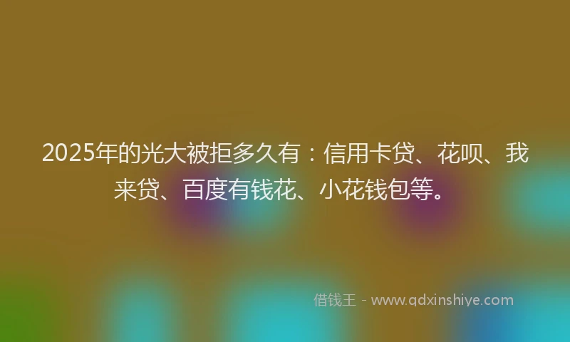 2025年的光大被拒多久有：信用卡贷、花呗、我来贷、百度有钱花、小花钱包等。