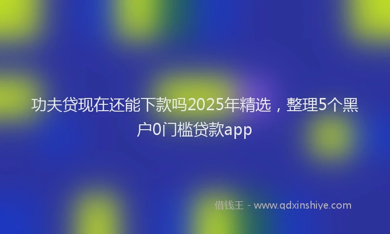 功夫贷现在还能下款吗2025年精选，整理5个黑户0门槛贷款app