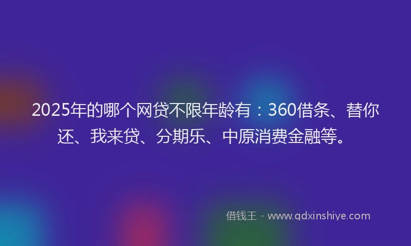 2025年的哪个网贷不限年龄有：360借条、替你还、我来贷、分期乐、中原消费金融等。