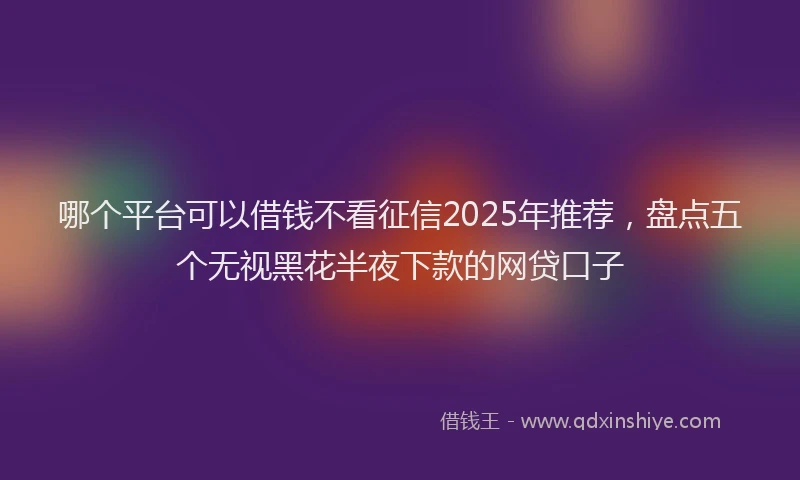 哪个平台可以借钱不看征信2025年推荐，盘点五个无视黑花半夜下款的网贷口子