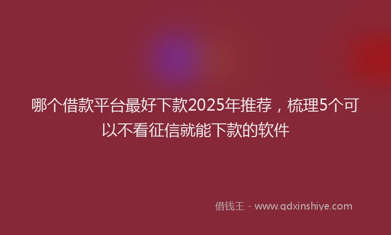 哪个借款平台最好下款2025年推荐，梳理5个可以不看征信就能下款的软件