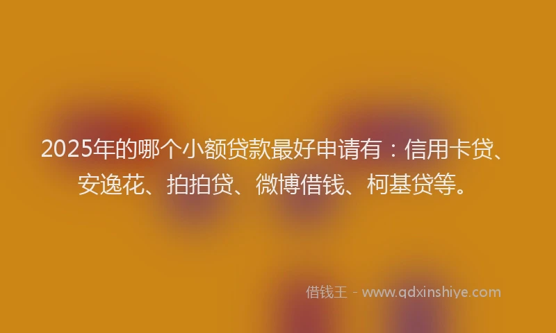 2025年的哪个小额贷款最好申请有：信用卡贷、安逸花、拍拍贷、微博借钱、柯基贷等。