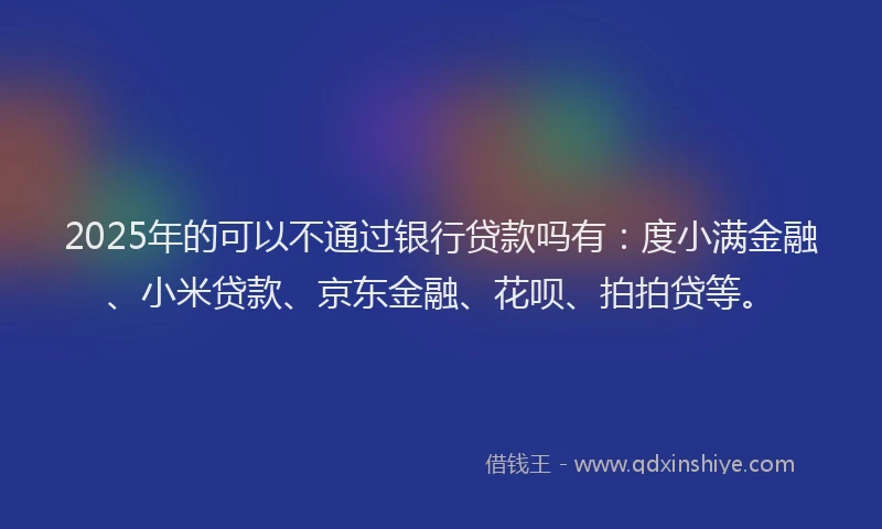 2025年的可以不通过银行贷款吗有：度小满金融、小米贷款、京东金融、花呗、拍拍贷等。