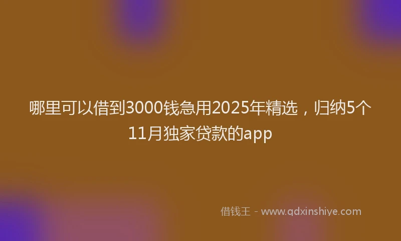 哪里可以借到3000钱急用2025年精选，归纳5个11月独家贷款的app