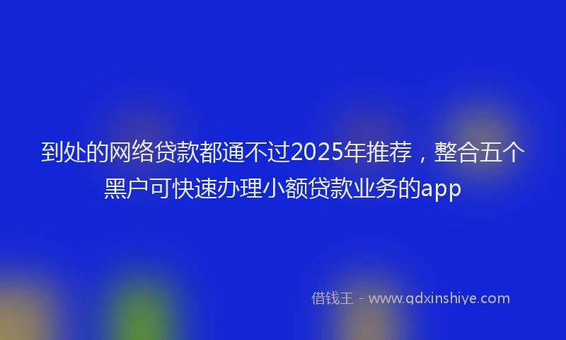 到处的网络贷款都通不过2025年推荐，整合五个黑户可快速办理小额贷款业务的app