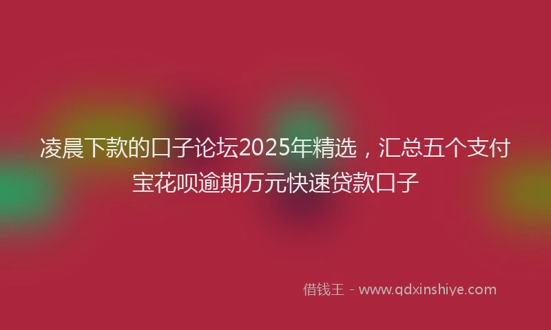 凌晨下款的口子论坛2025年精选，汇总五个支付宝花呗逾期万元快速贷款口子