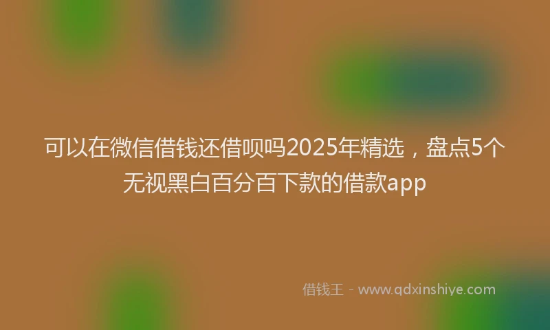可以在微信借钱还借呗吗2025年精选，盘点5个无视黑白百分百下款的借款app