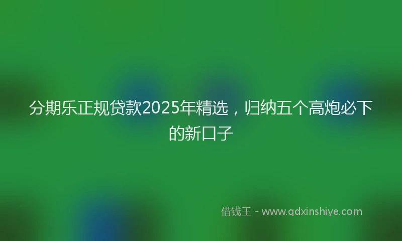 分期乐正规贷款2025年精选，归纳五个高炮必下的新口子