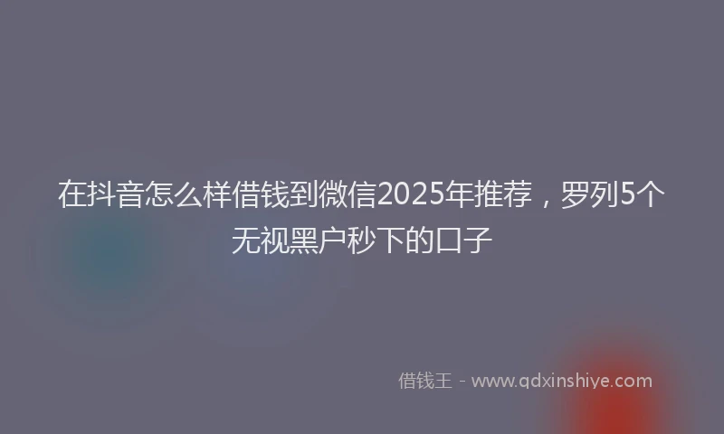 在抖音怎么样借钱到微信2025年推荐，罗列5个无视黑户秒下的口子