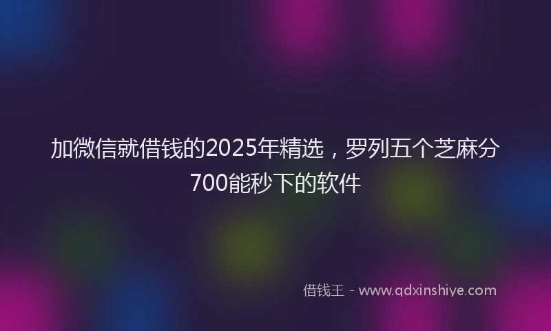 加微信就借钱的2025年精选，罗列五个芝麻分700能秒下的软件