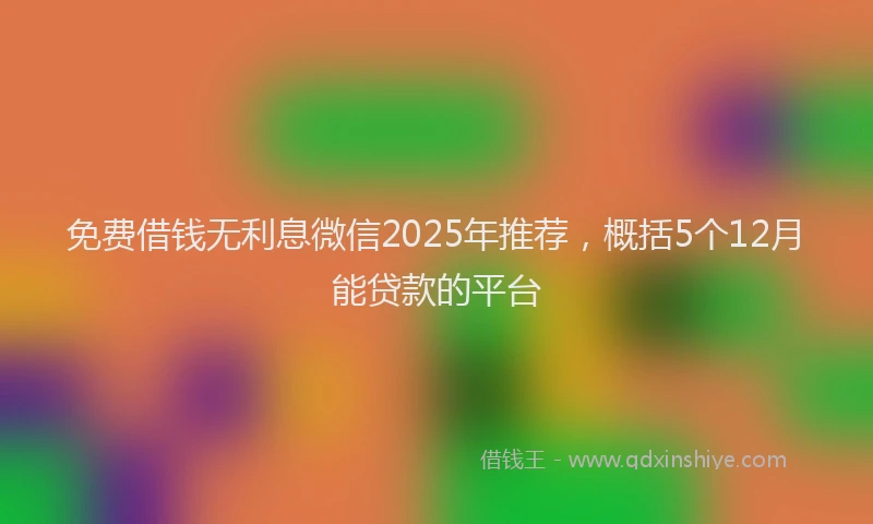 免费借钱无利息微信2025年推荐，概括5个12月能贷款的平台