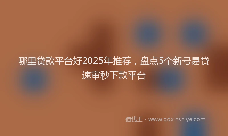 哪里贷款平台好2025年推荐，盘点5个新号易贷速审秒下款平台