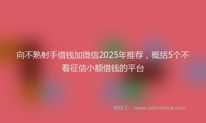 向不熟射手借钱加微信2025年推荐，概括5个不看征信小额借钱的平台