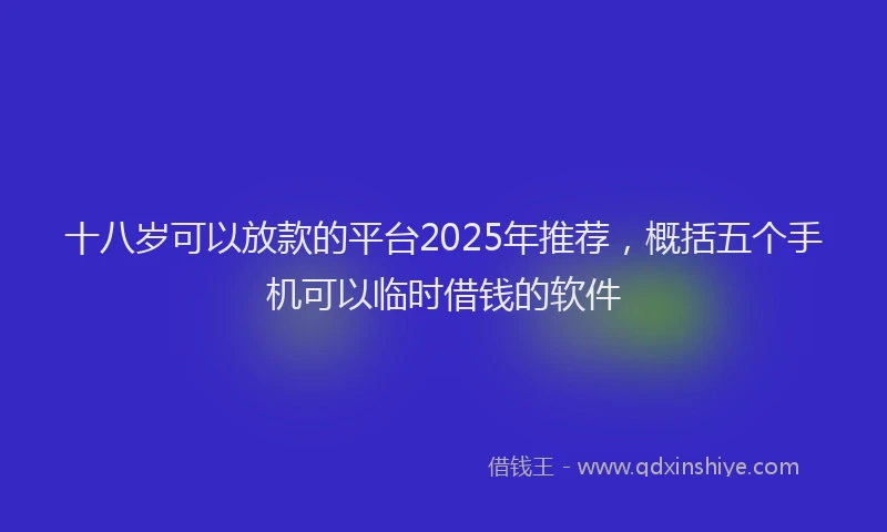十八岁可以放款的平台2025年推荐，概括五个手机可以临时借钱的软件