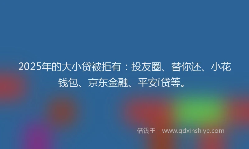 2025年的大小贷被拒有：投友圈、替你还、小花钱包、京东金融、平安i贷等。