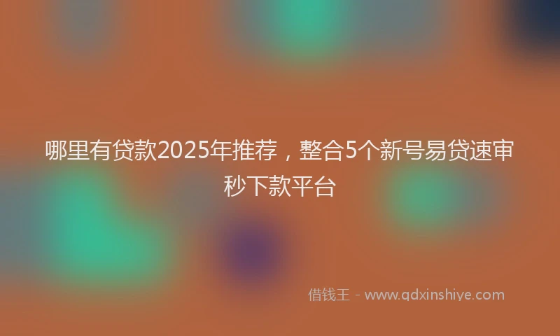 哪里有贷款2025年推荐，整合5个新号易贷速审秒下款平台