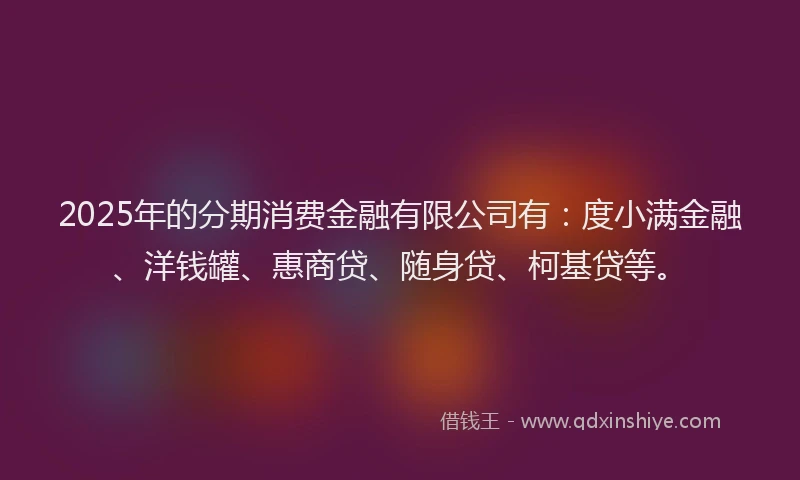 2025年的分期消费金融有限公司有：度小满金融、洋钱罐、惠商贷、随身贷、柯基贷等。