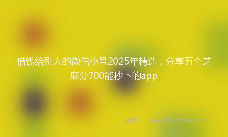 借钱给别人的微信小号2025年精选，分享五个芝麻分700能秒下的app