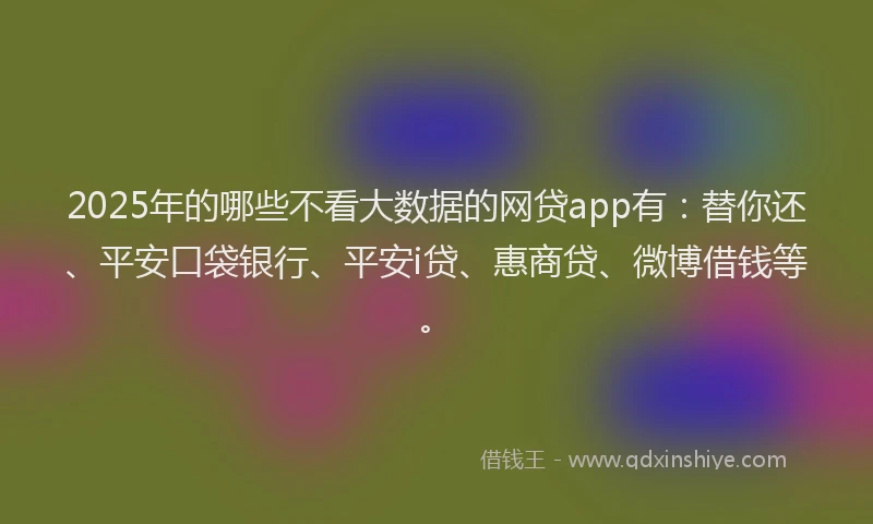 2025年的哪些不看大数据的网贷app有：替你还、平安口袋银行、平安i贷、惠商贷、微博借钱等。