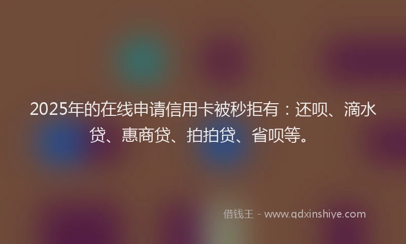 2025年的在线申请信用卡被秒拒有：还呗、滴水贷、惠商贷、拍拍贷、省呗等。