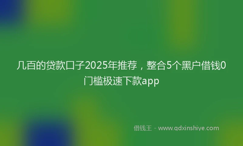几百的贷款口子2025年推荐，整合5个黑户借钱0门槛极速下款app