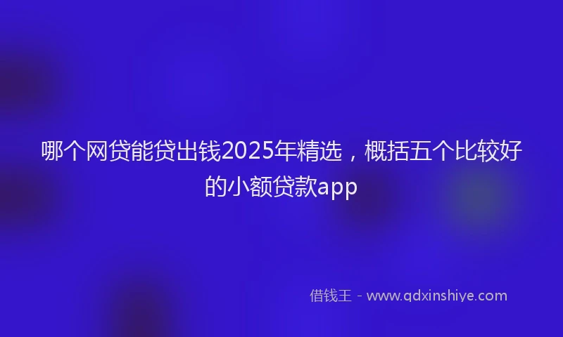 哪个网贷能贷出钱2025年精选，概括五个比较好的小额贷款app