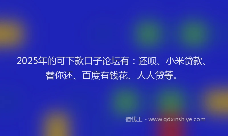 2025年的可下款口子论坛有：还呗、小米贷款、替你还、百度有钱花、人人贷等。