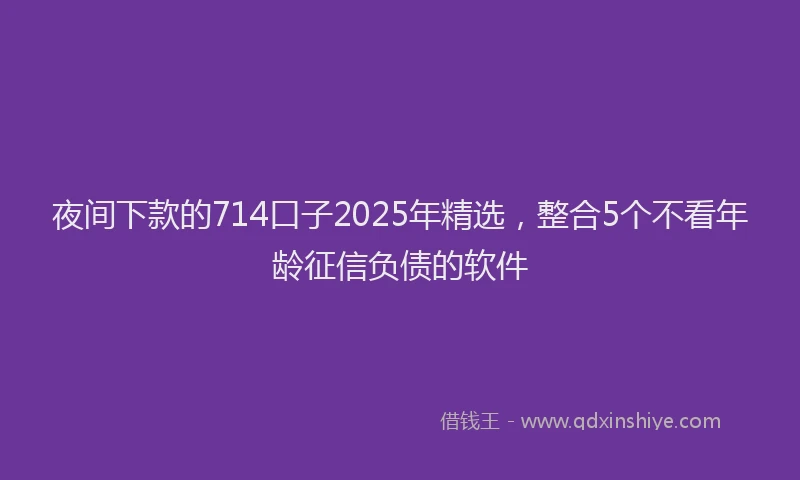 夜间下款的714口子2025年精选，整合5个不看年龄征信负债的软件