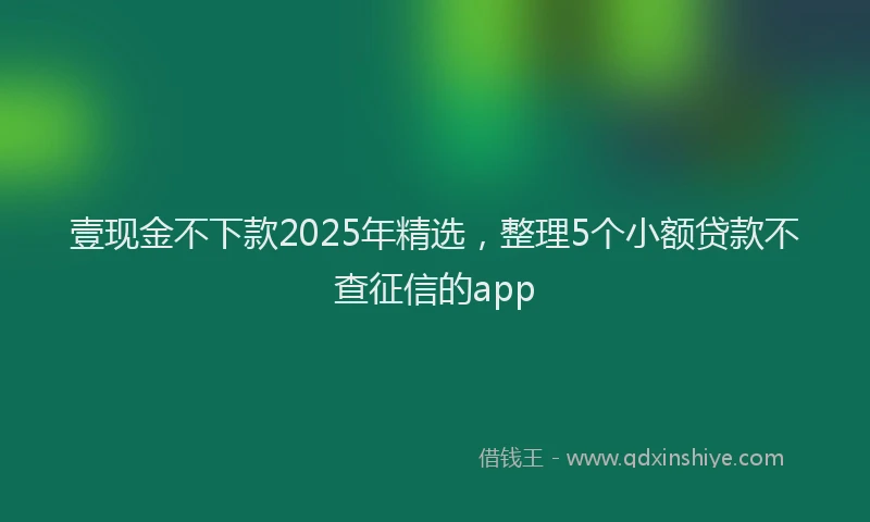 壹现金不下款2025年精选，整理5个小额贷款不查征信的app