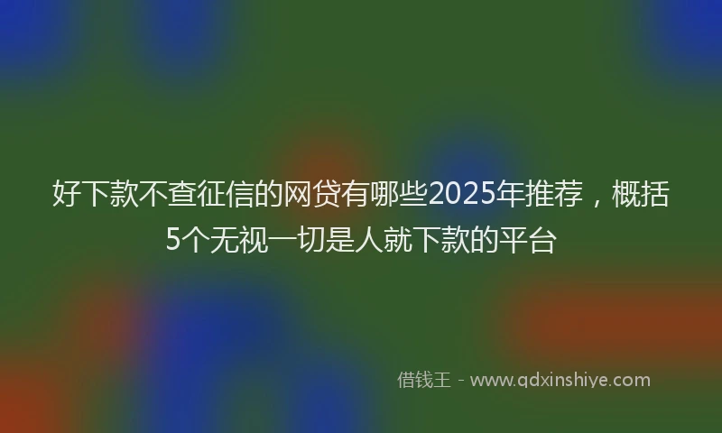 好下款不查征信的网贷有哪些2025年推荐，概括5个无视一切是人就下款的平台