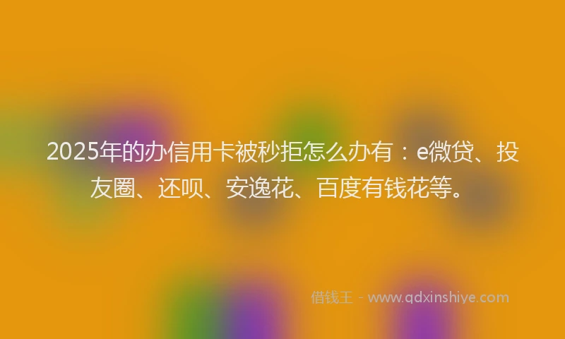 2025年的办信用卡被秒拒怎么办有：e微贷、投友圈、还呗、安逸花、百度有钱花等。