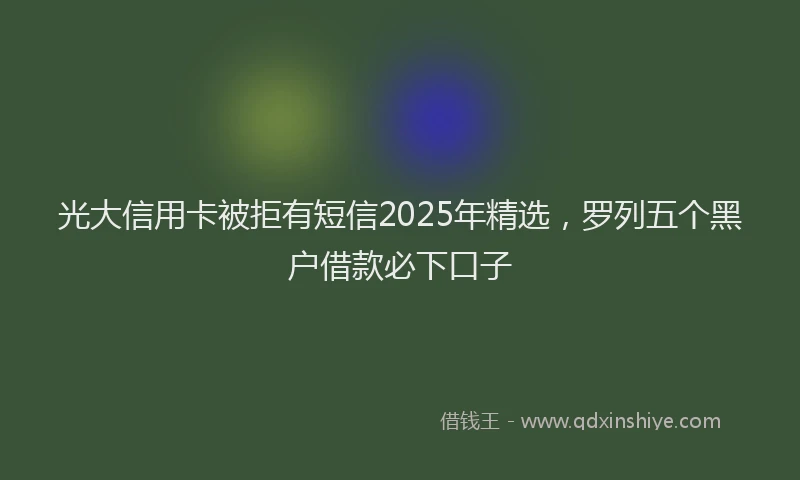光大信用卡被拒有短信2025年精选，罗列五个黑户借款必下口子