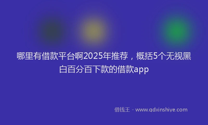 哪里有借款平台啊2025年推荐，概括5个无视黑白百分百下款的借款app