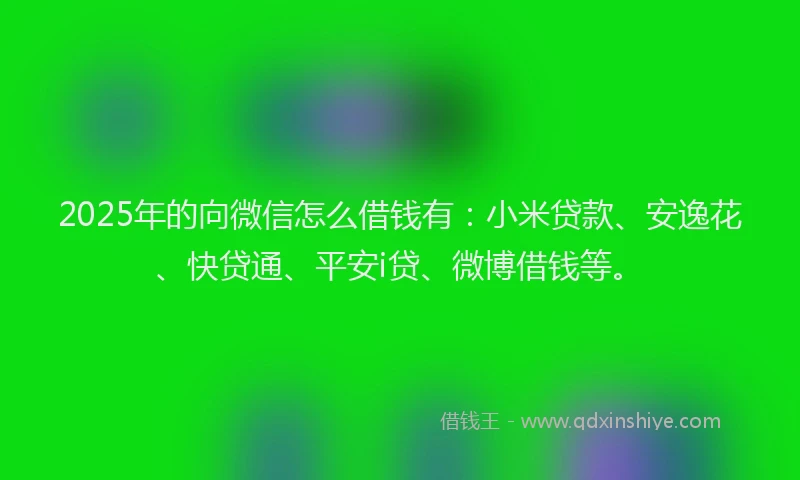 2025年的向微信怎么借钱有：小米贷款、安逸花、快贷通、平安i贷、微博借钱等。