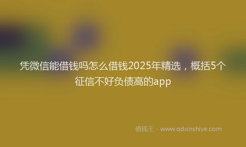 凭微信能借钱吗怎么借钱2025年精选，概括5个征信不好负债高的app