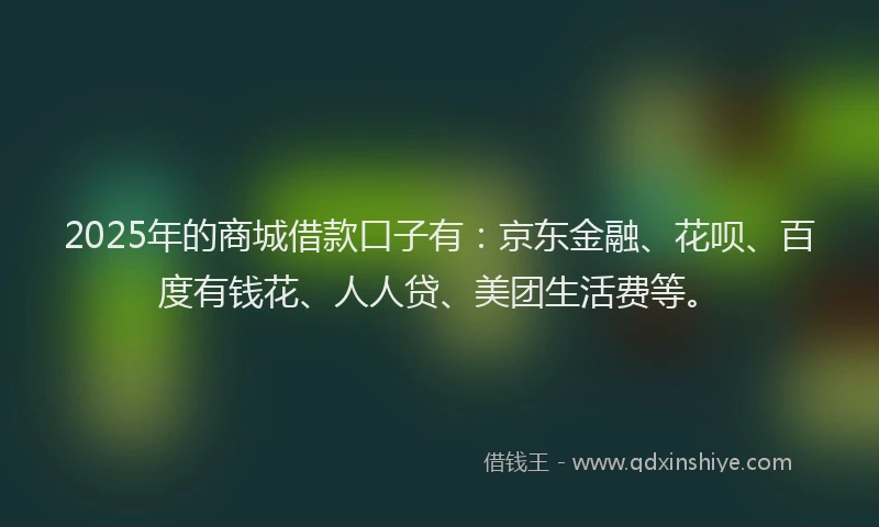 2025年的商城借款口子有：京东金融、花呗、百度有钱花、人人贷、美团生活费等。