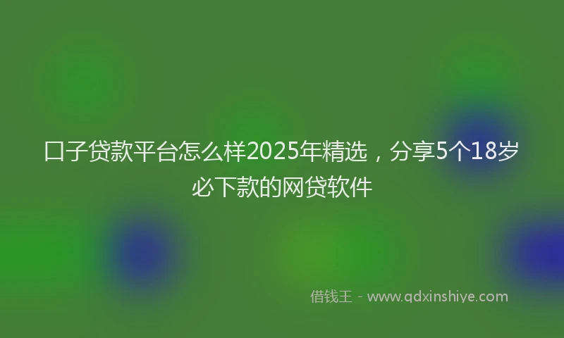 口子贷款平台怎么样2025年精选，分享5个18岁必下款的网贷软件