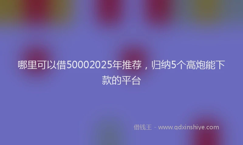 哪里可以借50002025年推荐，归纳5个高炮能下款的平台