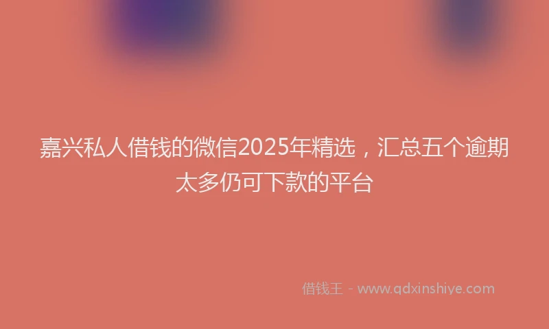 嘉兴私人借钱的微信2025年精选，汇总五个逾期太多仍可下款的平台