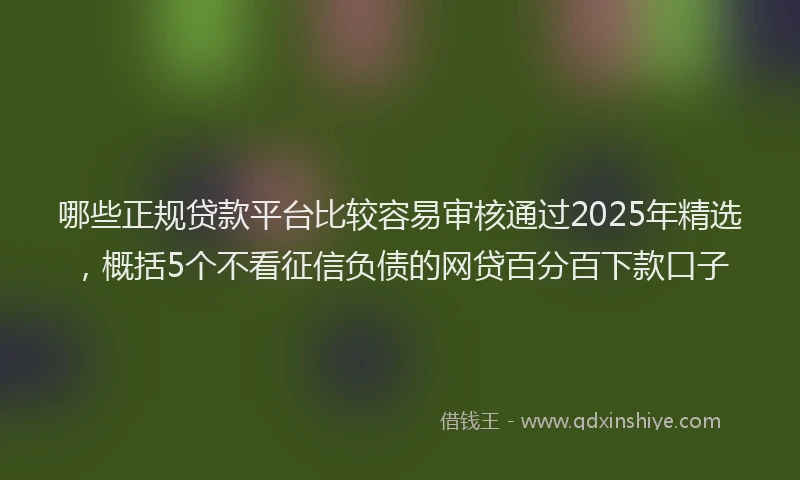 哪些正规贷款平台比较容易审核通过2025年精选，概括5个不看征信负债的网贷百分百下款口子