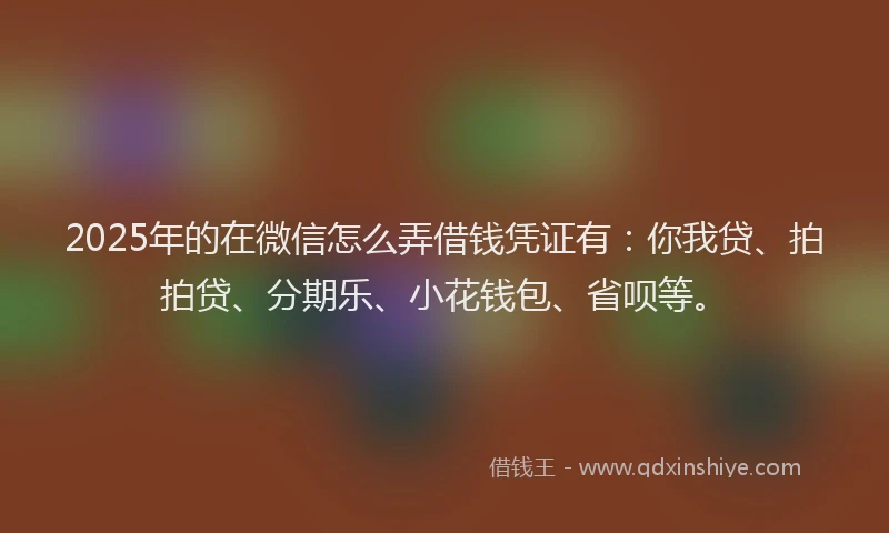 2025年的在微信怎么弄借钱凭证有：你我贷、拍拍贷、分期乐、小花钱包、省呗等。
