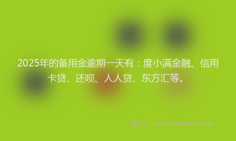2025年的备用金逾期一天有：度小满金融、信用卡贷、还呗、人人贷、东方汇等。