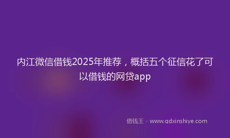 内江微信借钱2025年推荐，概括五个征信花了可以借钱的网贷app
