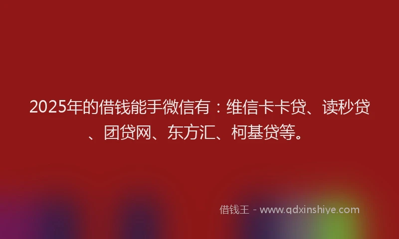 2025年的借钱能手微信有：维信卡卡贷、读秒贷、团贷网、东方汇、柯基贷等。