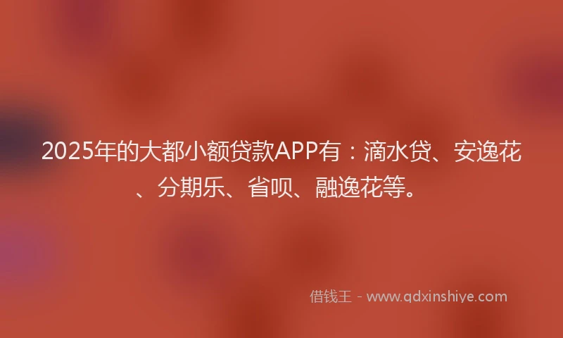 2025年的大都小额贷款APP有：滴水贷、安逸花、分期乐、省呗、融逸花等。