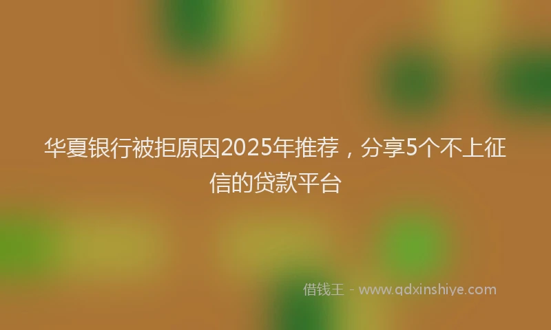 华夏银行被拒原因2025年推荐，分享5个不上征信的贷款平台