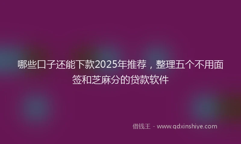 哪些口子还能下款2025年推荐，整理五个不用面签和芝麻分的贷款软件
