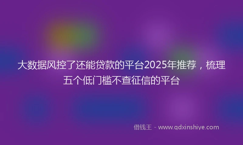 大数据风控了还能贷款的平台2025年推荐，梳理五个低门槛不查征信的平台
